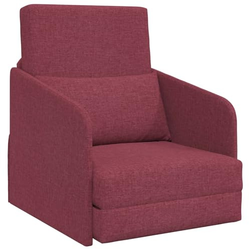Qifoedo Schlafsofa 65x80x83 cm Weinrot Stoff kleines Schlafcouch mit Metallrahmen Modernes Design platzsparend für Wohnzimmer Gästezimmer Büro und kleine Wohnungen