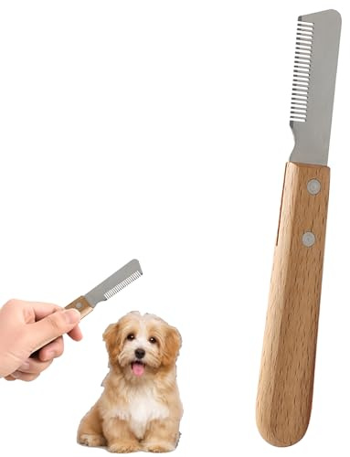 Couteau d’Épilation pour Chien à Poil Dur, Peigne de Trimming Main Droite avec Manche en Bois Ergonomique et Lame en Acier Inoxydable, pour Teckel à Poil Dur, Terrier et Races à Sous-Poil Dense