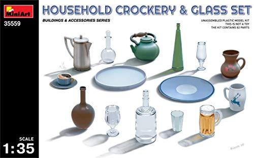 MiniArt 35559 1:35 Ensemble Vaisselle et Verres – Réplique fidèle à l'original, modélisme, kit de Construction en Plastique, Bricolage, Loisirs, Collage, kit de modélisme, Assemblage, Non laqué