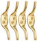 4X Solid Brass 3 Cleat Hooks - Roman Blind/Curtain Tie Backs - Washing Line Tie Downs