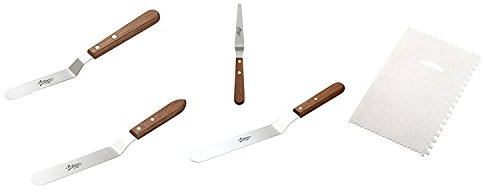 Ateco 5 Piece Wood Handle Spatula Set with Smoother