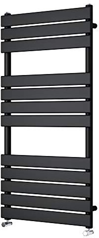 NRG Contemporary Flat Panel Bathroom Heated Towel Rail Radiator Rad Warmer for Living Room and Kitchen - 1200 x 600 Black