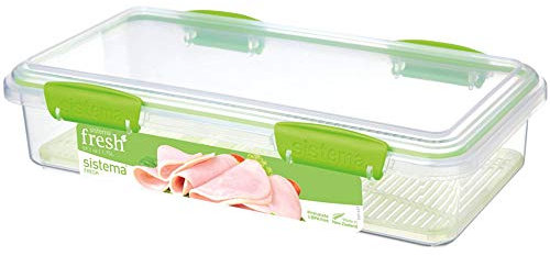 Sistema transparent/grün-SI951481 Vorratsdose 1,75L mit Gittereinsatz in transparent/grün, Plastik, 29 x 15.2 x 7 cm