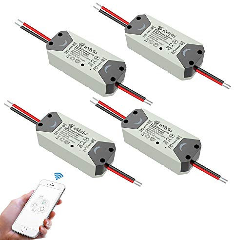 eMylo Smart WiFi Switch Interruttore WiFi relè wireless universale, Timer Telecomando DIY Interruttore della luce Controllo vocale Supporta Amazon Alexa Echo, Google Home Tramite IOS Android 4 Pack
