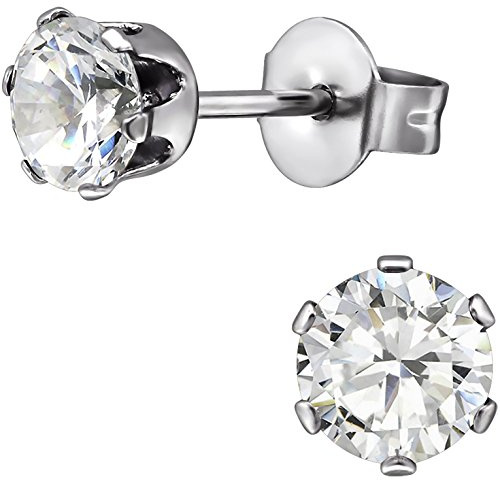 EYS JEWELRY Chirurgenstahl Ohrringe mit funkelnden Zirkonia Kristallen - 316L Edelstahl Stecker - Ohrstecker für Damen