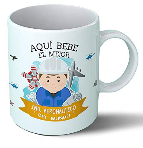 Planetacase - Taza Ingeniero Aeronautico - Regalo Original - Cerámica 330 mL - Taza Desayuno Apta para Microondas y Lavavajillas - Resistente a Lavados
