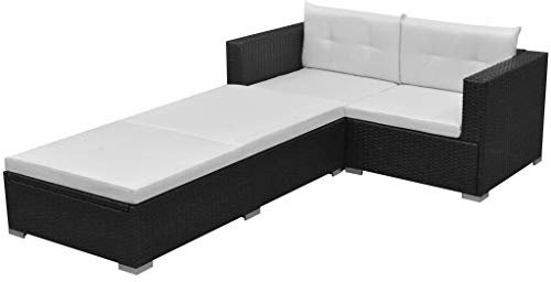 Tidyard Garten-Sofagarnitur 8-TLG. Gartensofa Lounge Set Polyrattan Loungesofa Gartenmöbel Set aus Sofa-Eckelement, Sonnenliege, Sitzpolster und Rückenkissen, Farbauswahl