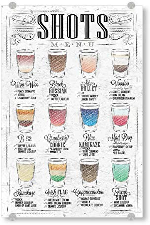 artboxONE Acrylglasbild 30x20 cm Essen & Trinken Shots Menu II Bild hinter Acrylglas - Bild Syrup Alkohol b-52