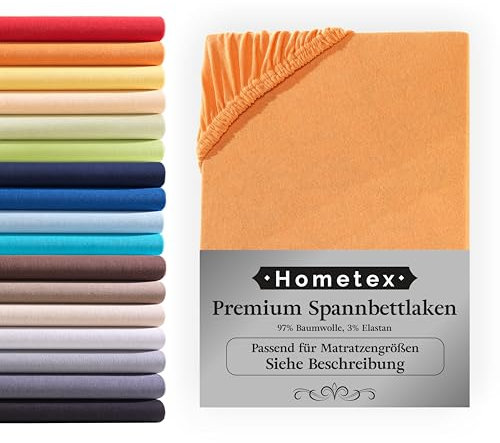 Premium Boxspringbett Spannbettlaken 180-200 x 200-220 cm, Spannbetttuch Bettlaken für Boxspringbett und Wasserbett, Oeko-TEX Made IN Green, Matratzen bis 35cm, Orange