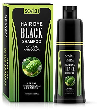 Black Hair Dye Shampoo - Sevich Instantly Black Hair Dye, Noni Essence Hair Shampoo, Hair Strength Repair Conditioner, Grey Cover, 250ml