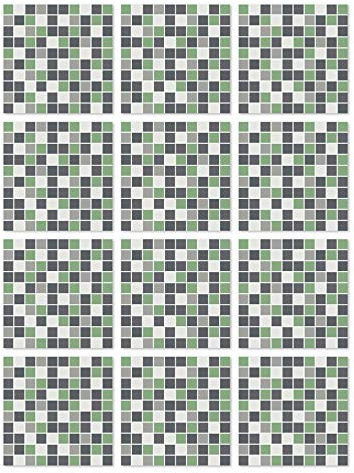 Panorama Azulejos Adhesivos Cocina Baño Pack de 48 Baldosas de 15x15cm Cuadrados Verde - Revestimiento de Paredes - Cenefas Adhesivas