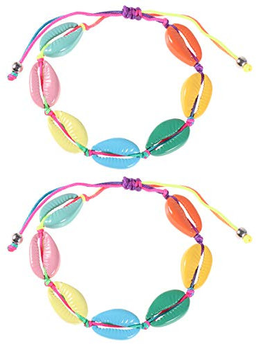 2st Puka-muschel-armbänder Armband Aus Hawaiianischen Perlen Muschel Freundschaftsbänder Fußschmuck Am Strand Gewebtes Kettenarmband Muschelarmband Perlenarmband Weben Fräulein