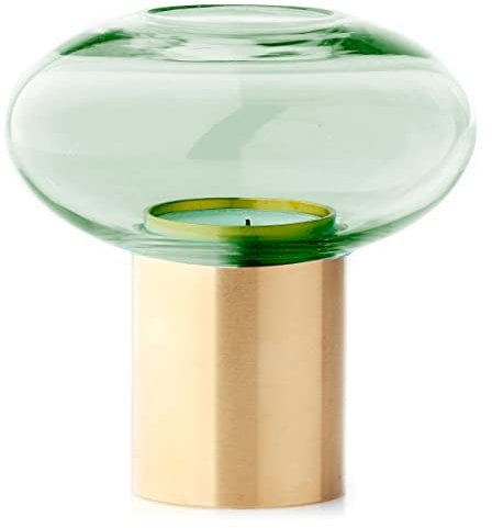 Applicata - MUSH - Hurricane - Windlciht/Teelichthalter - Messing/Glas - grün - (HxD) 11 x 10cm