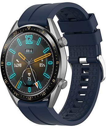 Correa Compatible con Huawei Watch GT/GT2 46mm/GT 2e/Honor Magic Watch 2 46mm Correas de Silicona, 22mm Impermeable Banda Deportiva Pulsera de Repuesto para Hombre y Mujer (Azul Oscuro)