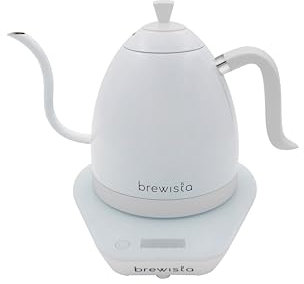 Brewista Handmade Electric Gooseneck Kettle, 1 Liter, Precise Temperature Control, LCD Panel, White