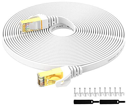 Lovicool 10m Ethernet Cable, CAT 7 Ethernet Patch Cable Shielded High Speed Internet Cable for Switch Router Xbox Home Office Network Compatible Cat5e/Cat6a/Cat6 (Clips Free)