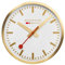 Mondaine - Wanduhr A995.Clock.17SBG 40cm - Bahnhofsuhr in Gold aus Aluminium mit rotem Sekundenzeiger staubbeständig - Hergestellt in der Schweiz