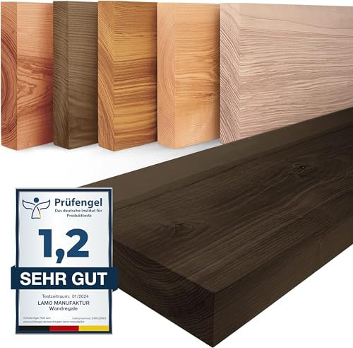 LAMO Manufaktur Wandregal Holz Gerade | Regal Farbe: Schwarz | Pure: ohne Montage Set | 160 cm
