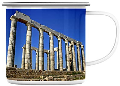 Taza esmaltada Metal Temple de Poseidon Sounio Grecia Antiguo Patrimonio Mundial