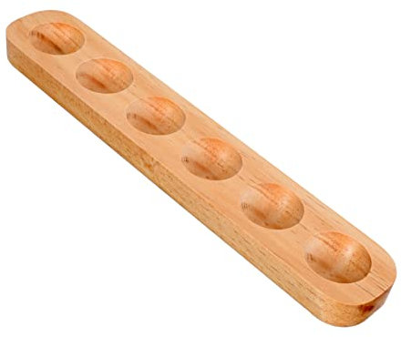 TOPBATHY Huevera de madera con 6 agujeros, placa de huevo, bandeja de trabajo, bandeja de madera, para guardar fotos en el congelador, tableta, frigorífico, etc.