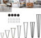 4 Pieds en Épingle À Cheveux de Table, Meubles de Bricolage Robustes Pieds de Table en Métal pour avec Protège Pieds & Vis Inclus - Hauteur de Table Standard 10cm - 72cm, 2Tiges Noir (10inch/25cm)