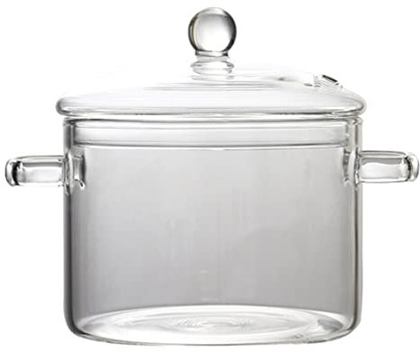 Angoily Glass Saucepan With Cover, 1.35L Heat-Resistant Stovetop Pot With Lid, Clear Cooking Pot for Pasta, Noodle, Soup and Milk