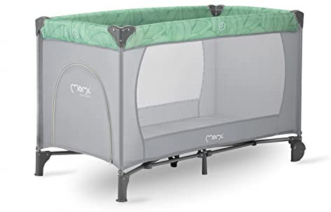 Momi BELOVE Reisebett für Kinder bis 15 kg Körpergewicht, B65 x L125 x H78 cm (faltbar 21 x 23 x 80 cm), Kinderreisebett mit Matratze, 2 Rädern, Transporttasche