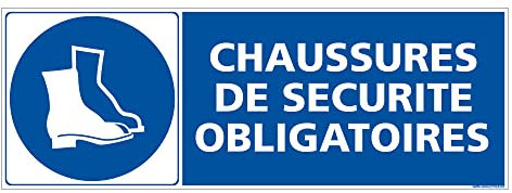 Signalétique.biz France Panneau Obligation Port des Chaussures de Securite 210 x 75 mm Adhesif