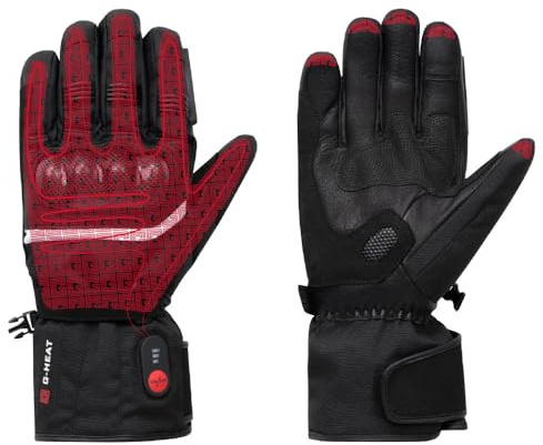 G-HEAT - Guantes de Moto Rider - Calefactables, Unisex, Resistentes, Impermeables, Transpirables. Norma CE, certificación 1KP, Motocicleta, Scooter. Se suministra con Pilas y Cable. (XXL)
