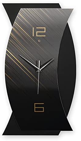 Kreative Feder 3D Designer-Wanduhr Light & Dark abstrakte Funkuhr 50x28cm Schwarz in modernem Metallic-Look ohne Tickgeräusche (Light & Dark, leises Quarzuhrwerk)