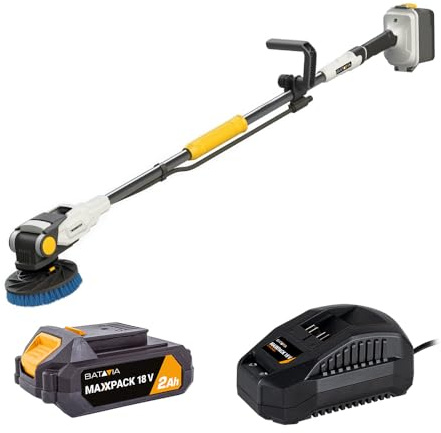 Batavia Maxxpack 18V Twin Brush Brushless Cordless Power Scrubber Set (with 2 0Ah battery and charger) - 18V Maxxpack Collection for DIY professionals and home use