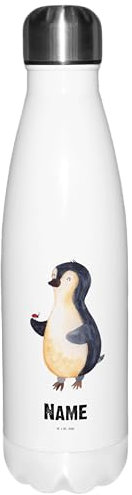 Mr. & Mrs. Panda Personalisierte Thermosflasche Pinguin Marienkäfer - Personalisierte Geschenke, Freude, Thermoskanne Unterwegs Mit Namen,