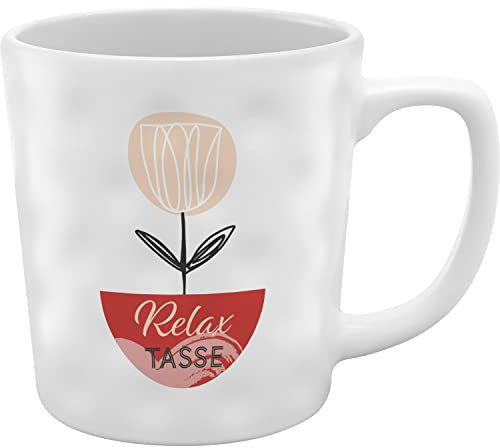 GRUSS & CO Tasse mit Motivdruck Relax Tasse | Strukturtasse, Steinzeug, 37 cl, mehrfarbig | Geschenk Freunde | 48458