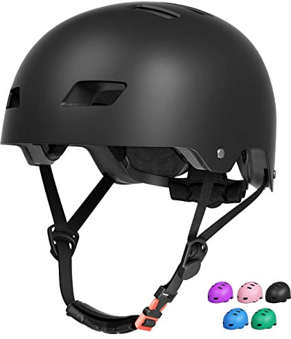 FAYDUDU Kids Bike Helmet Toddler Skateboard Helmets for Ages 3-13 Years Boys Girls CE Certified Safety Adjustable Multi-Sport Roller Skating Scooter Cycling Helmet (Black, S)