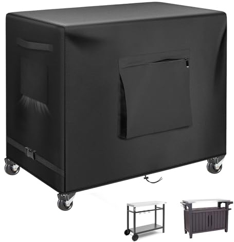 Outdoor Patio Dining Cart Cover, Heavy Duty Waterproof 600D for prep tables | Waterproof Raised Planter Boxes Stand Covers,Protection for Winter Snow,Frost,and Rain-48 x 24 x 35 inch (Only Cover)