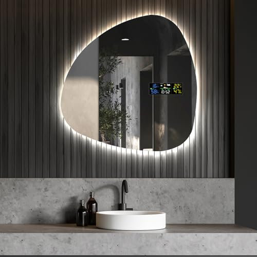 Artforma Badspiegel mit Beleuchtung - Asymmetrischer Spiegel - 64x64 - Led Spiegel Bad - Unregelmäßiger Form - Badezimmerspiegel Nach Maß - Modernes Design - Ohne Rahmen