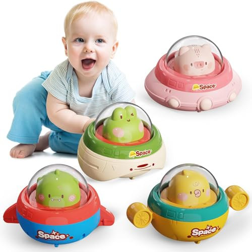 Bambebe Baby Auto Spielzeug ab 1 Jahr Junge, Aufziehaut Kleinkinder Spielzeug 1 Jahro, 4Pcs Press & Go Spielzeugautos für 1 2 3 Jahre Jungen