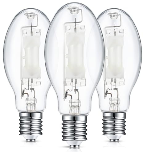 Rossesay 3 Pcs 400 Watt Lighting Metal Halide Lamp MH400/U/MOG 36000 Lumen 4000K Outdoor Light Bulb 12, 000 Hour Span Life Mogul Base (E39) ED28 High Intensity Discharge Metal Halide Bulb(400 Watt)