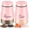 Salz und Pfefferstreuer Klein Set - 5 Unzen Glasboden Salzstreuer, Pfefferstreuer mit Deckel, für Küche, BBQ, Wohnmobil Nachzufüllen und zu Verwenden - Rosa