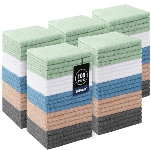 UNIMADE Waschlappen Großpackung – 100 Stück – Gesichtshandtücher (30,5 x 30,5 cm), Mehrzweck-Mikrofaser-Reinigungstücher für Gesicht oder Körper, sehr saugfähige Waschlappen und Handtücher in