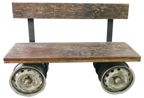 WANDERLUST DECO Banco de Madera y Metal marrón 142x44x98