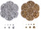 JIHUOO 4600 Pcs Flatback Pearls Gems Half Round Plastic Beads Mixed Size Nail Art Pearls Nail Resin Rhinestones Flat Back Beads for Shoes Phone Decoration Golden Silver