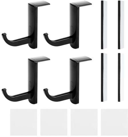 4 Pcs Headset Halterung für Monitor, Kopfhörer Headset Halter Aufhänger Ständer mit Stick-on Haken, Inklusive 4 Reinigungstuch und 4 Klebeplatten