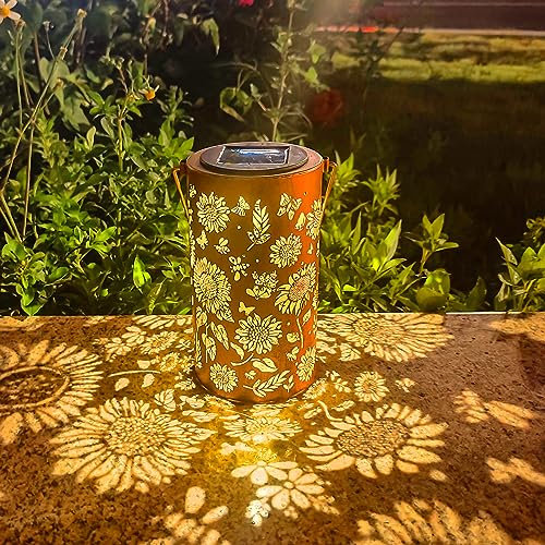 Cawabocy Gifts for Women, Sunflower Garden Decor Outdoor Waterproof Hanging Solar Lantern Lights Ornaments, Unique Gardening Gifts for Women Mum Mother Grandma