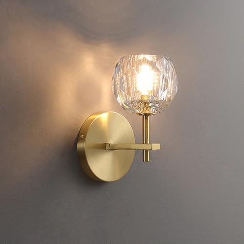 CRFASIBE Kristall Wandleuchte G9 Gold Innen Modern Dekorlampe für Wohnräume | 1/2 Flammige Wandlampe, Ø9/12cm Lampenkopf, Innenbeleuchtung passend für Esszimmer Schlafzimmer Treppenhaus Wohnzimmer