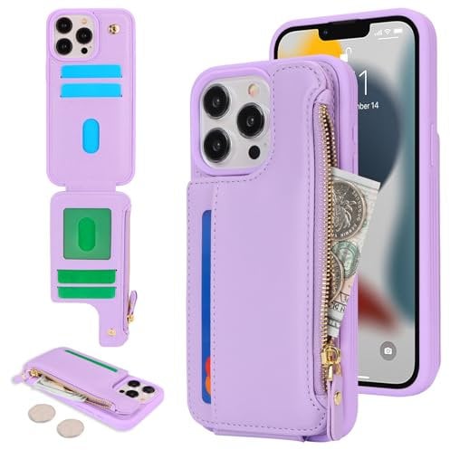 SailorTech for iPhone 11 Pro Max Phone Case with Credit Card Holder for Men, iPhone 11 Pro Max Case with Credit Card Slots Wallet Zipper Case for Women - Purple