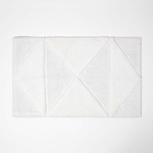 Homescapes Badematte 50x80 cm weiß – getufteter Badteppich mit geometrischem Muster, flauschig weich & schnelltrocknend, saugfähiger Badvorleger aus Polycotton