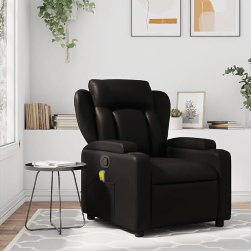Homgoday Massagesessel, neigbar, schwarz, aus Kunstleder, Sessel, Relaxsessel, Massagesessel für den ganzen Körper, K