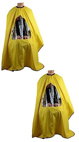 Healeved 2stücke Friseurumhang Mit Transparentem Fenster Haarschnitt Cape Für Friseursalons Zuhause Leicht Und Wiederverwendbar Für Schneiden Färben Dauerwellen Gelb