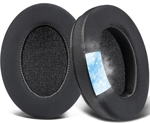 SOULWIT Replacement Earpads for Mpow 059/059 Lite/H5 Headphones, Ear Pads Cushions with Ice Silk Fabric, Noise Isolation Foam - Black